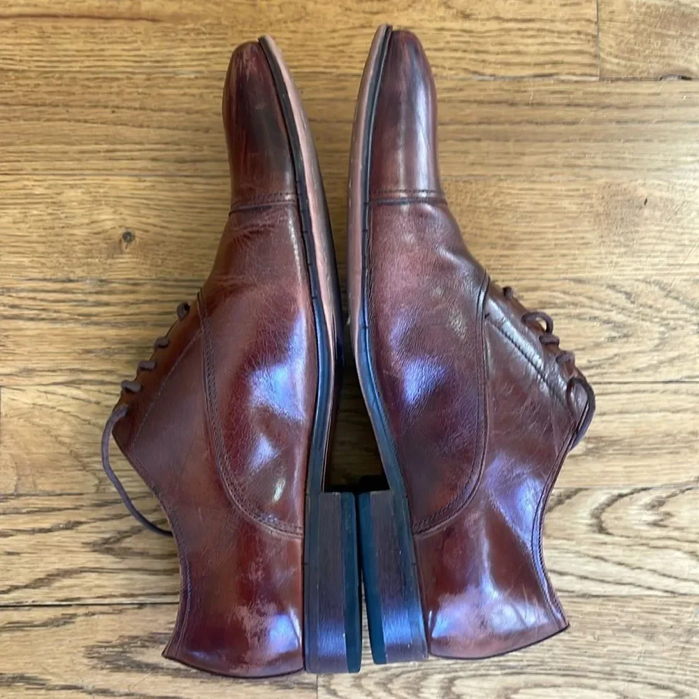 Florsheim Mens Cognac Brown Leather Oxford Cap Toe Lace Up Dress Shoes Size 10 D
